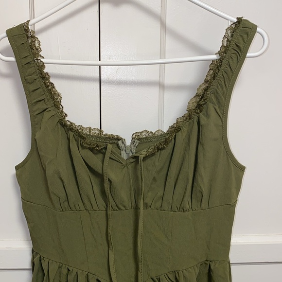 SHEIN MOD Small Women's Green Lace Edge Decor Waist Cinched Long Summer Dress - Picture 4 of 9